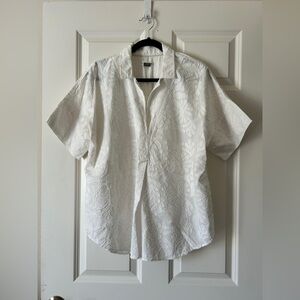 New! Anthropologie Pilcro Solene Embroidered Short-Sleeve Shirt L
